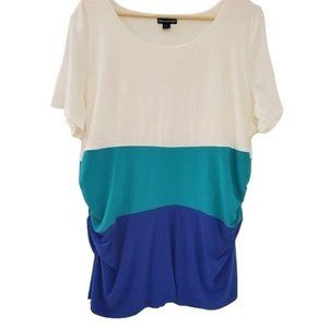 Nina Leonard  Colour Block Short Sleeve Blouse